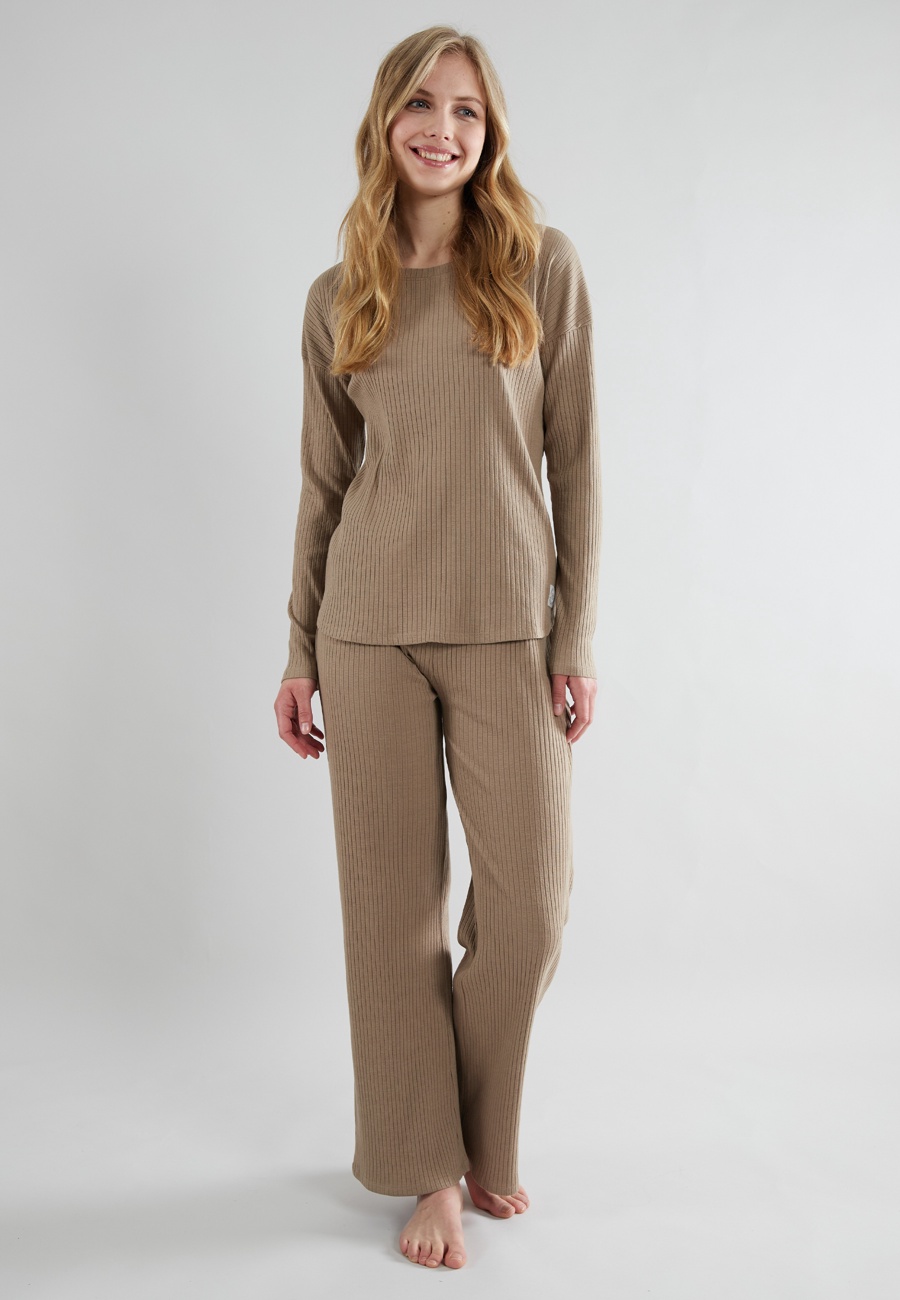 TOM TAILOR Damen Trainingsanzug braun uni