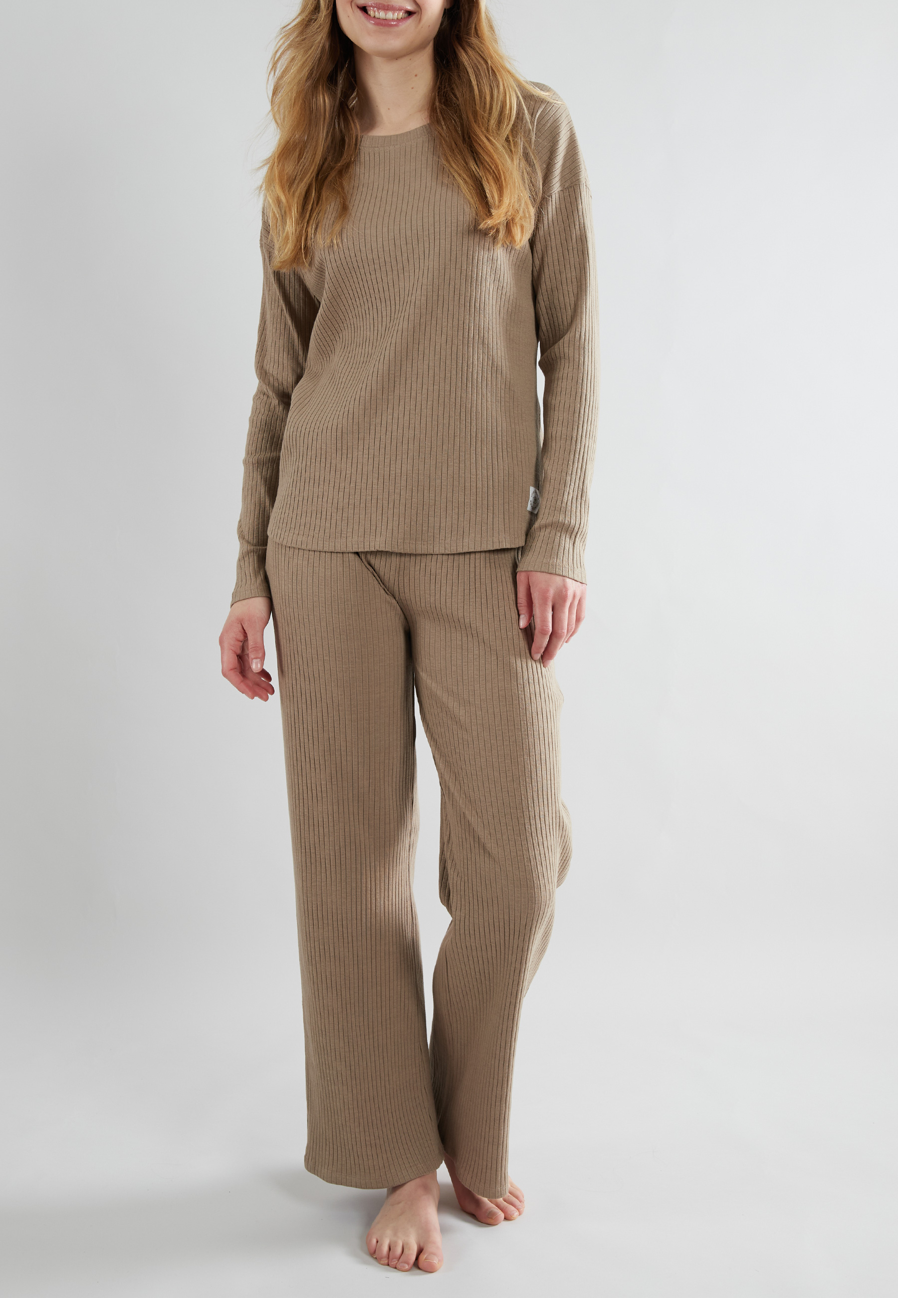 TOM TAILOR Damen Trainingsanzug braun uni