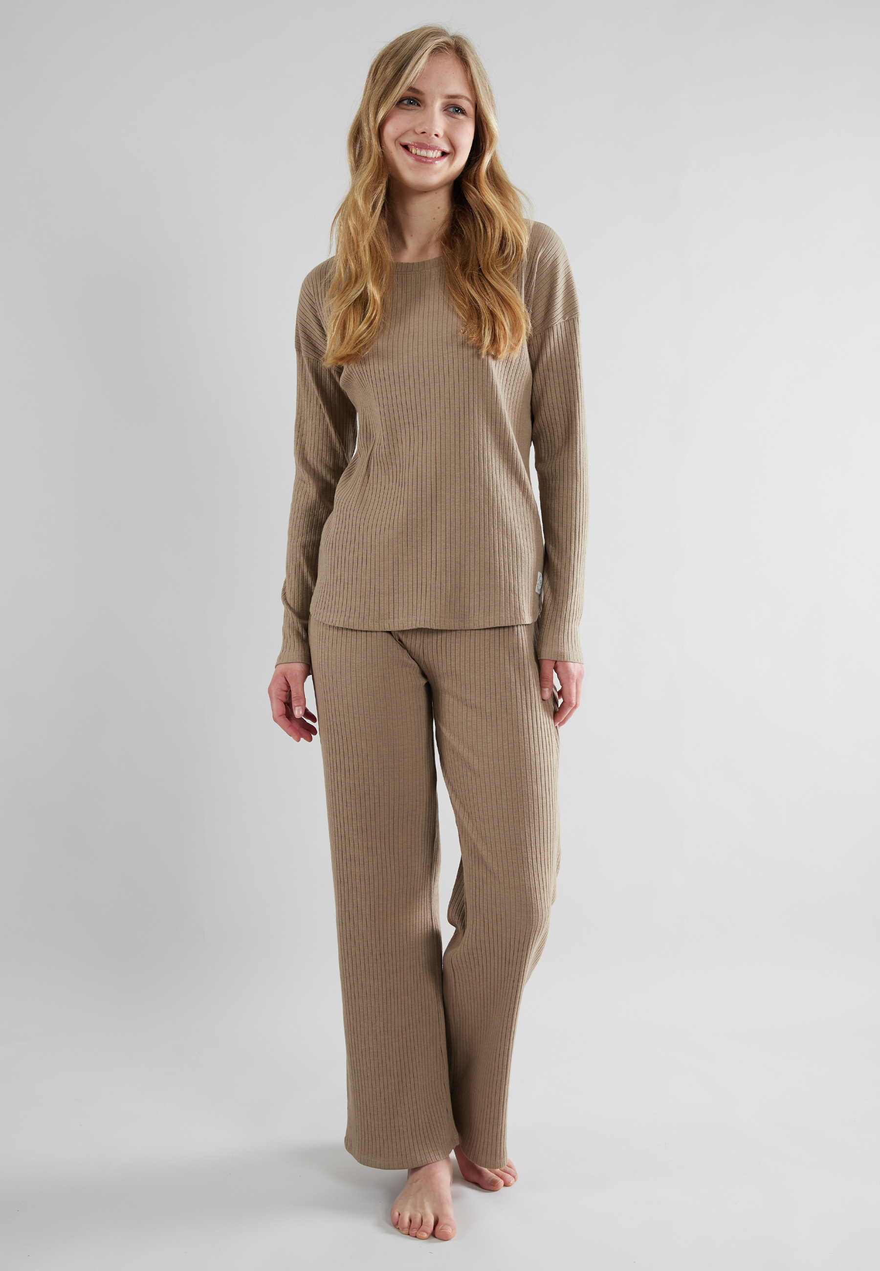 TOM TAILOR Damen Trainingsanzug braun uni