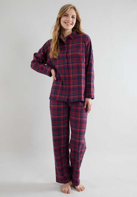 TOM TAILOR Damen Pyjama rot kariert
