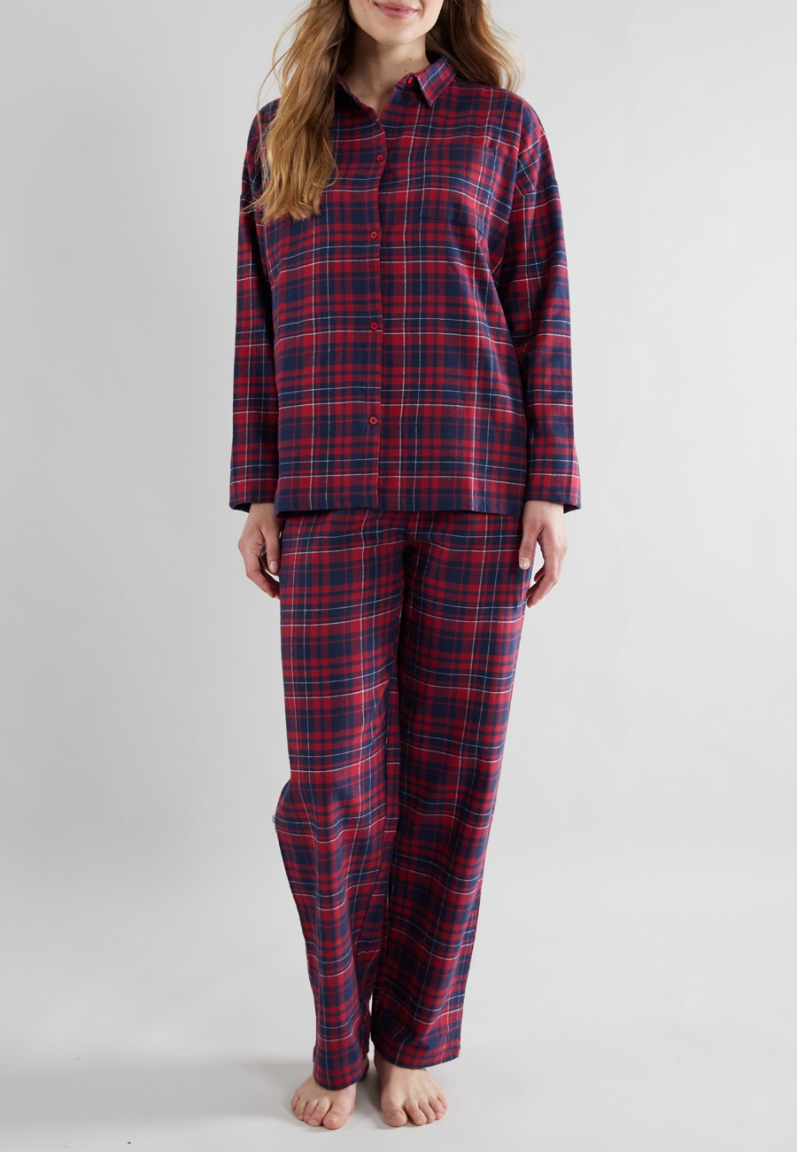 TOM TAILOR Damen Pyjama rot kariert