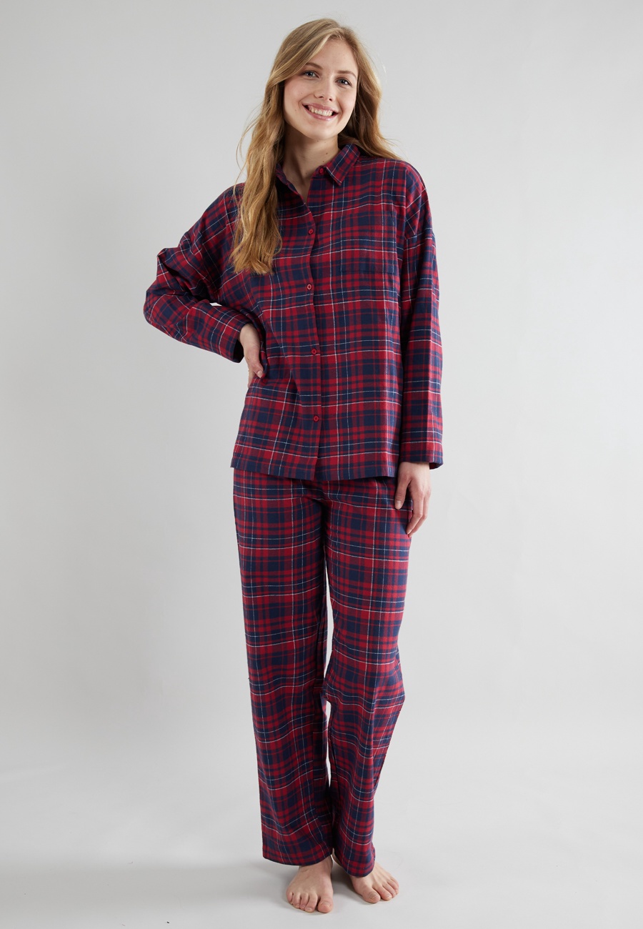 TOM TAILOR Damen Pyjama rot kariert