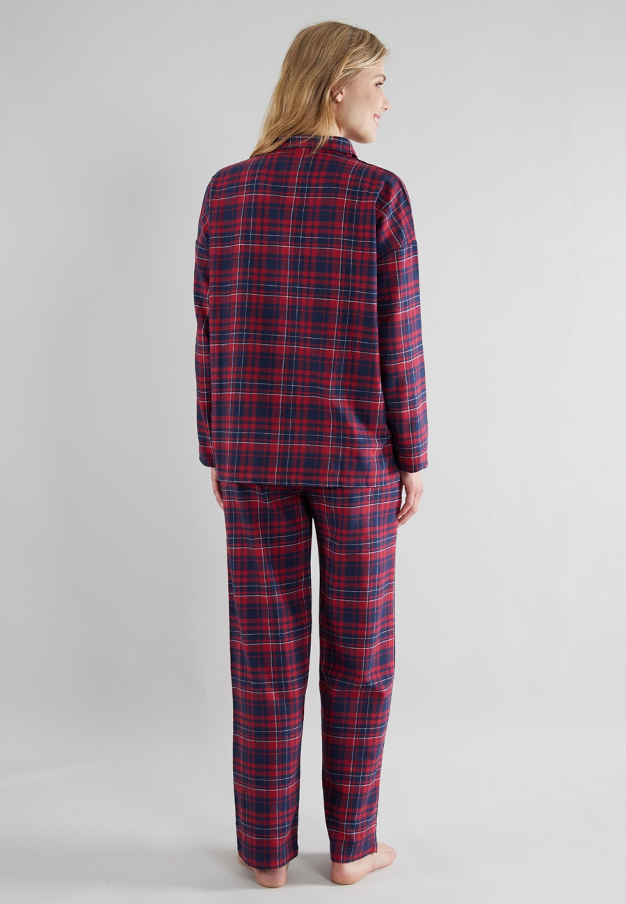TOM TAILOR Damen Pyjama rot kariert