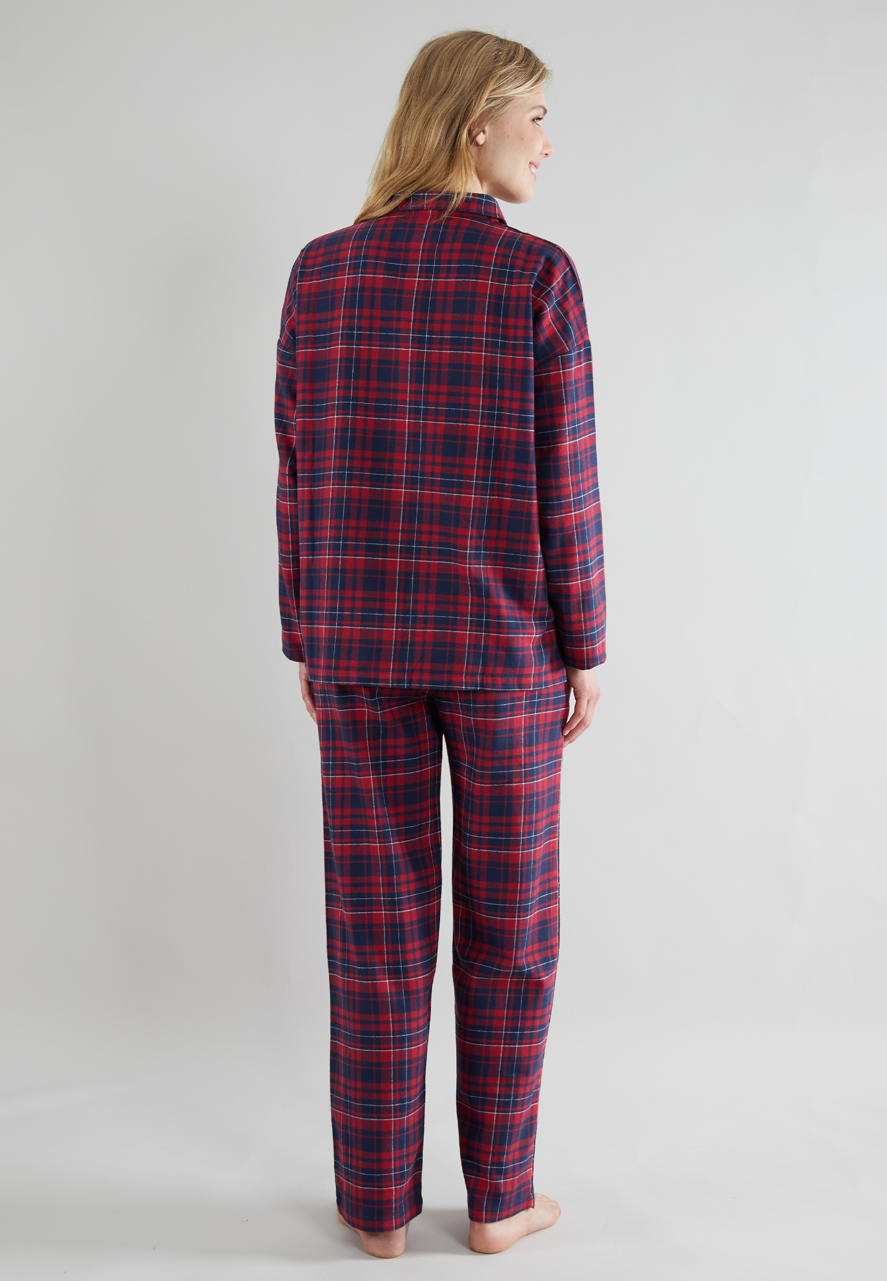 TOM TAILOR Damen Pyjama rot kariert