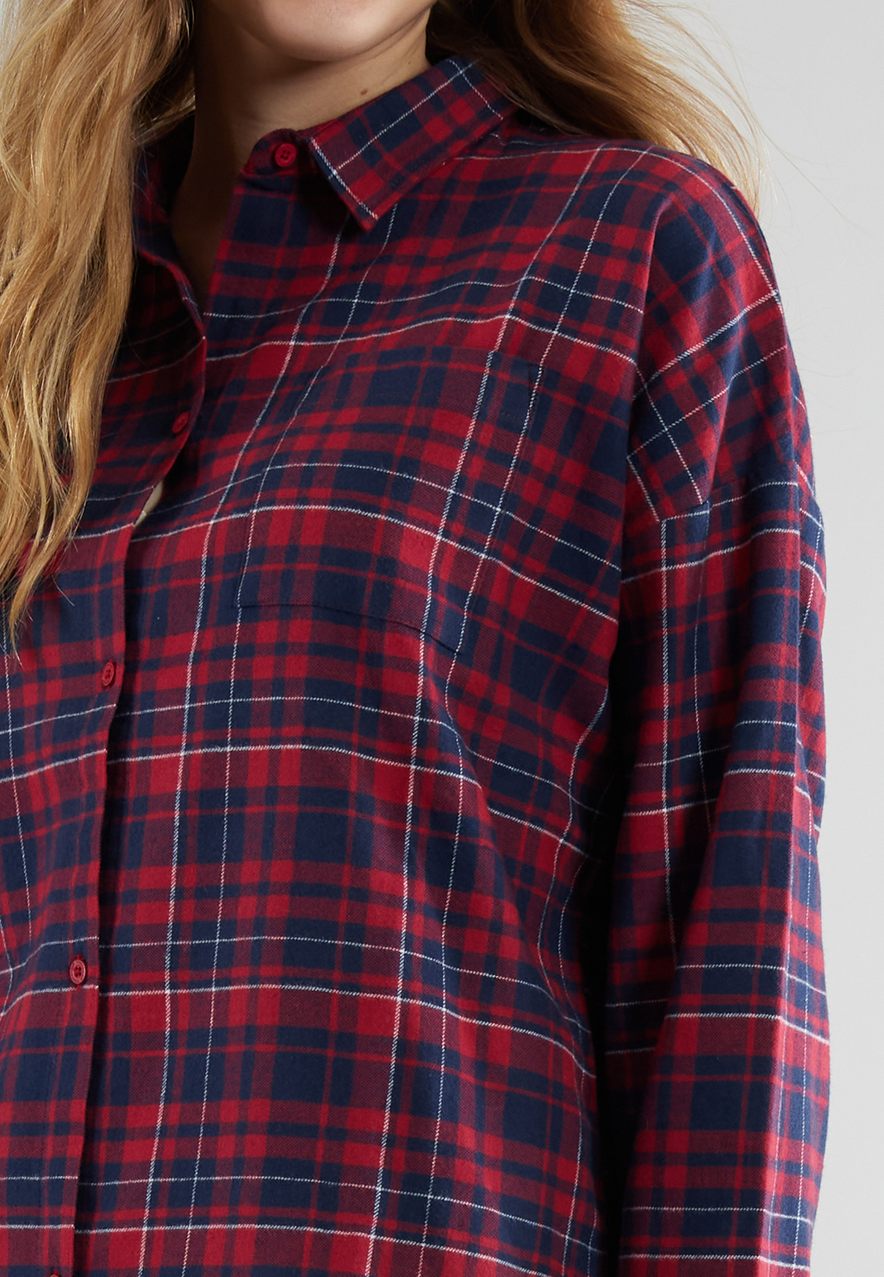 TOM TAILOR Damen Pyjama rot kariert