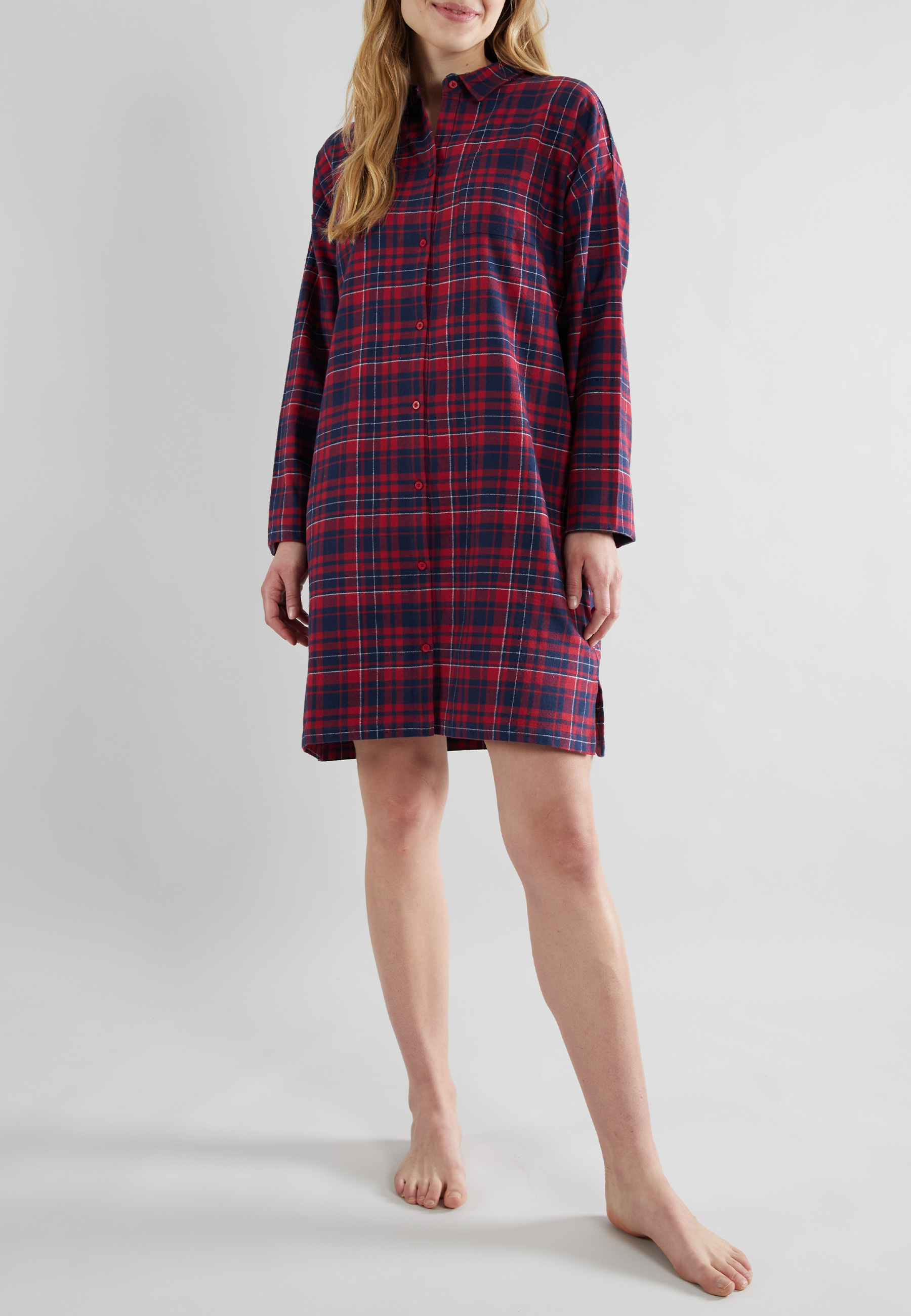 TOM TAILOR Damen Nachthemd rot kariert