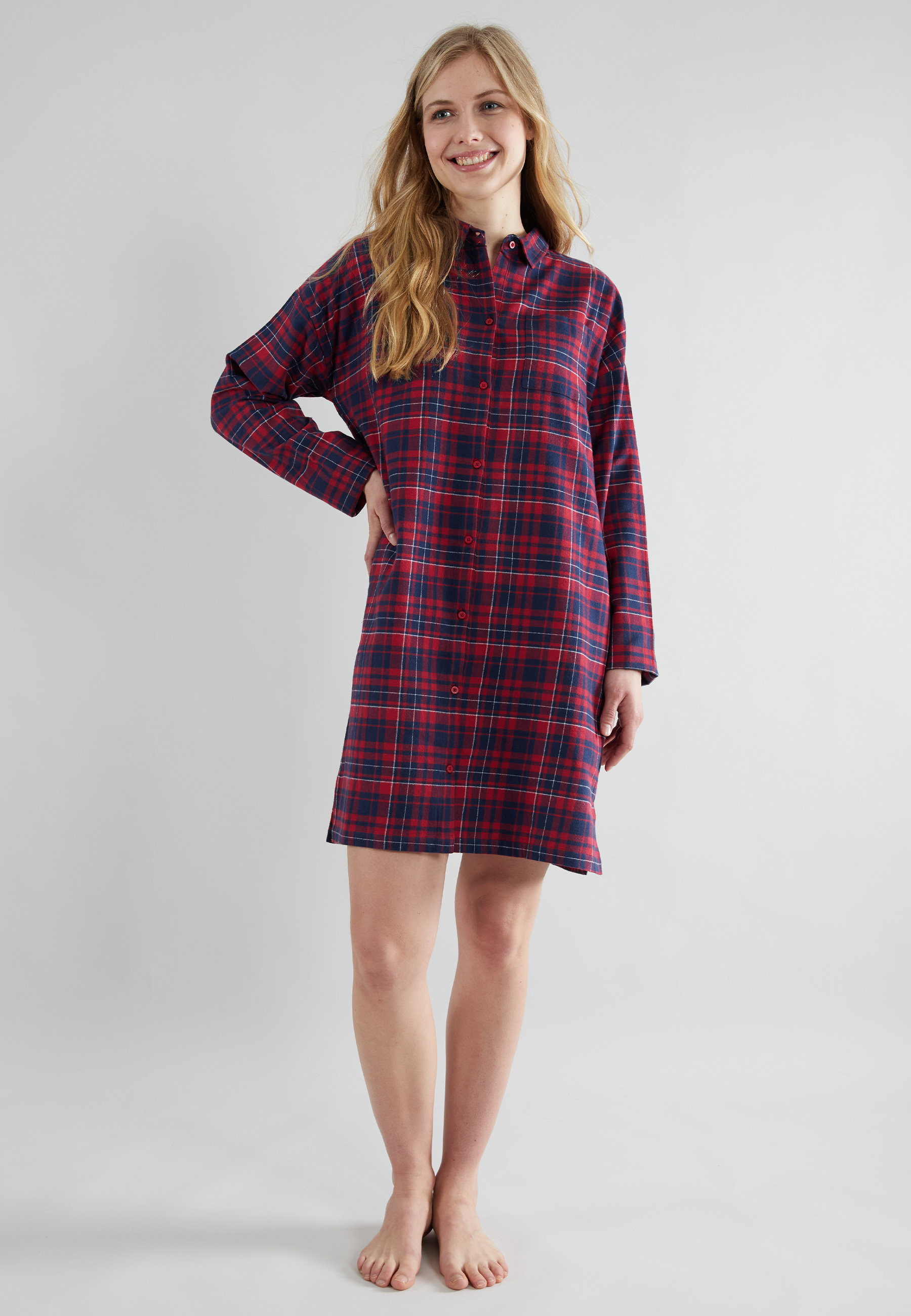 TOM TAILOR Damen Nachthemd rot kariert