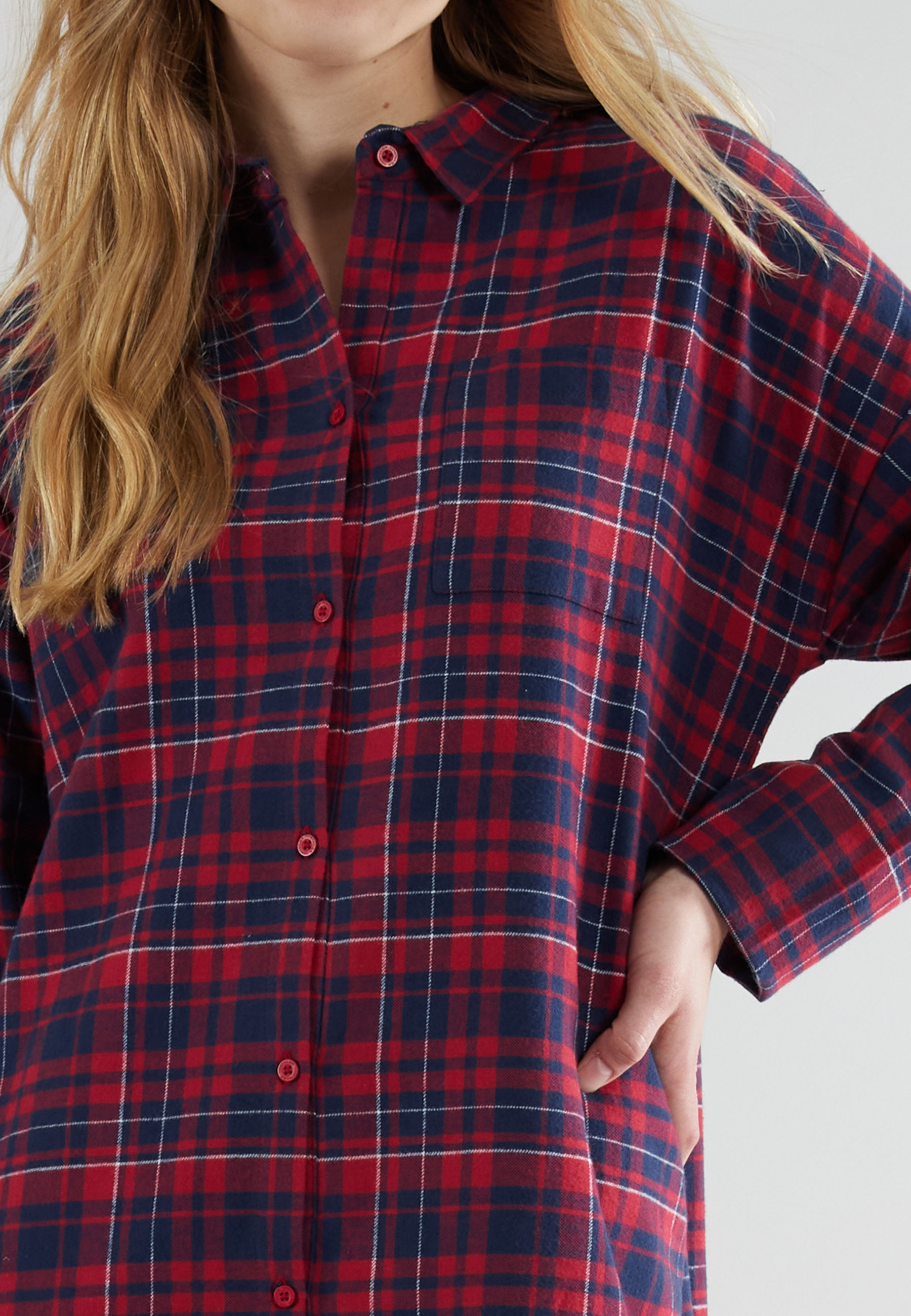 TOM TAILOR Damen Nachthemd rot kariert