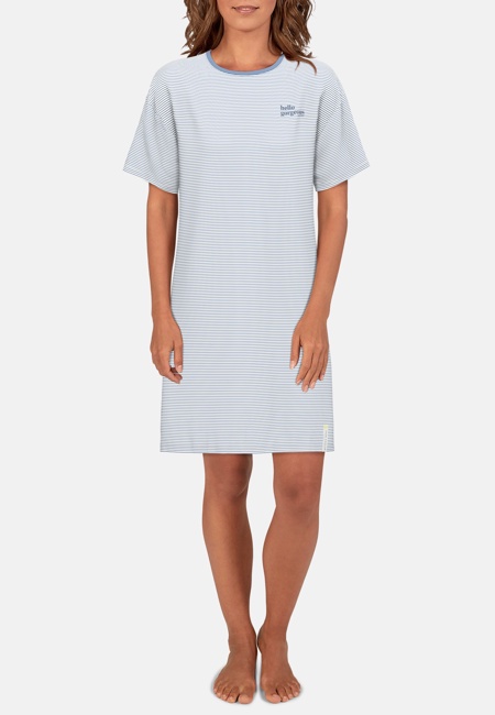 TOM TAILOR Damen Nachthemd blau quergestreift