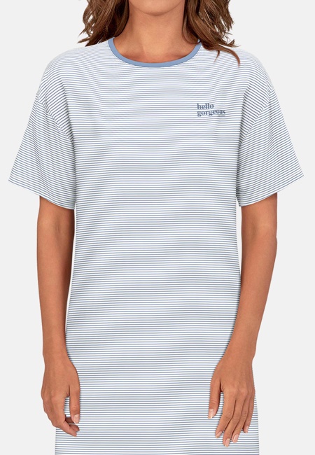 TOM TAILOR Damen Nachthemd blau quergestreift