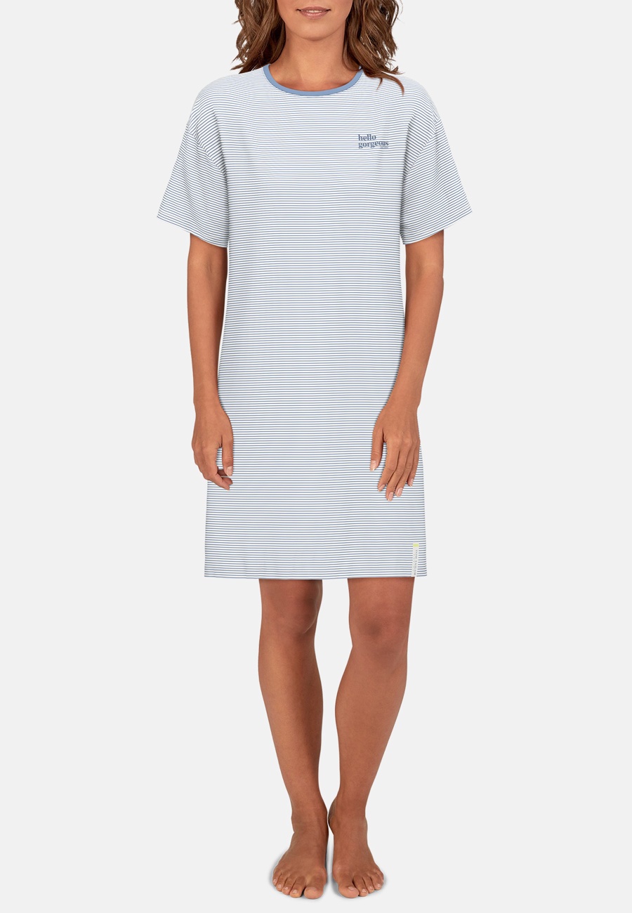 TOM TAILOR Damen Nachthemd blau quergestreift
