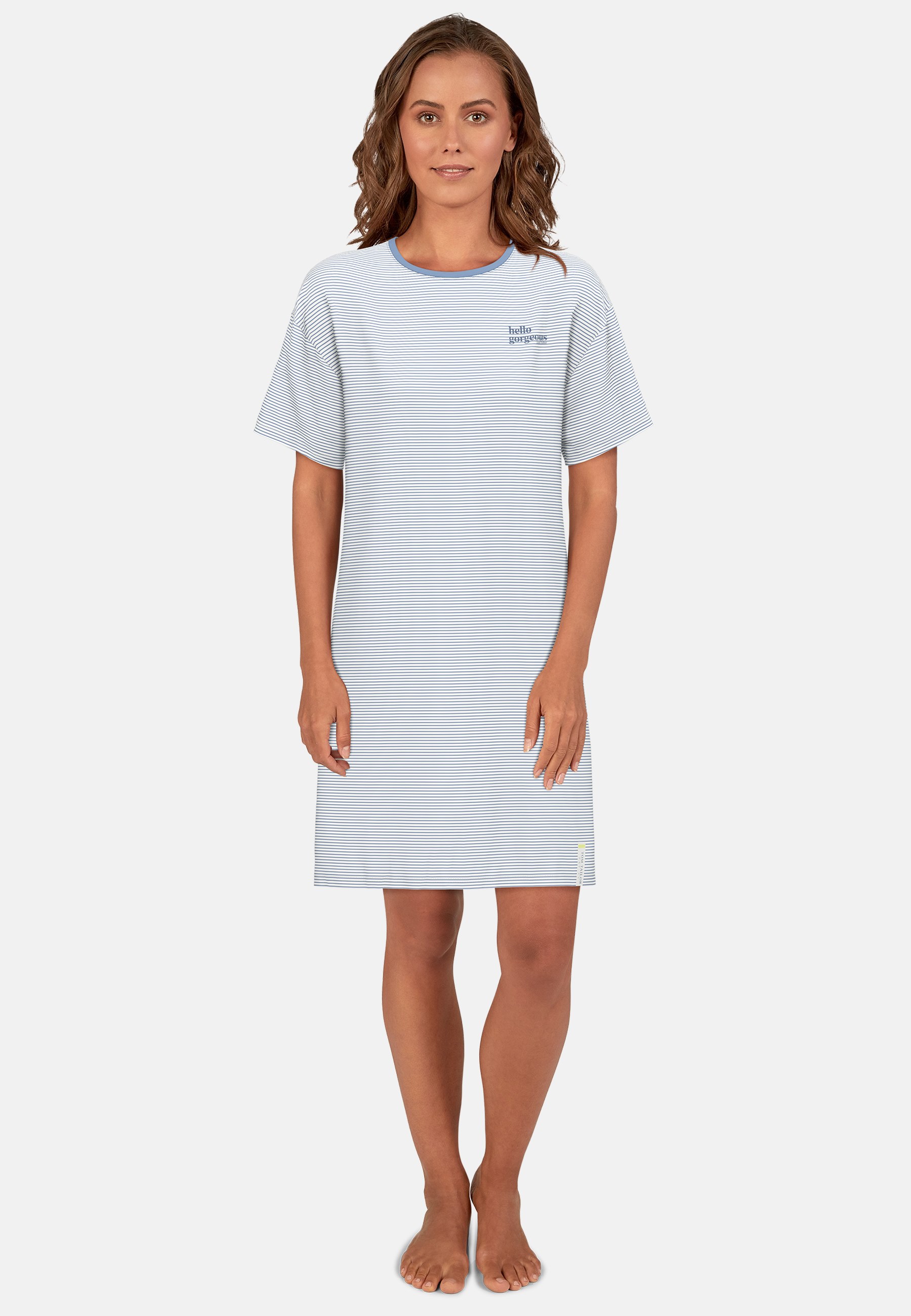 TOM TAILOR Damen Nachthemd blau quergestreift