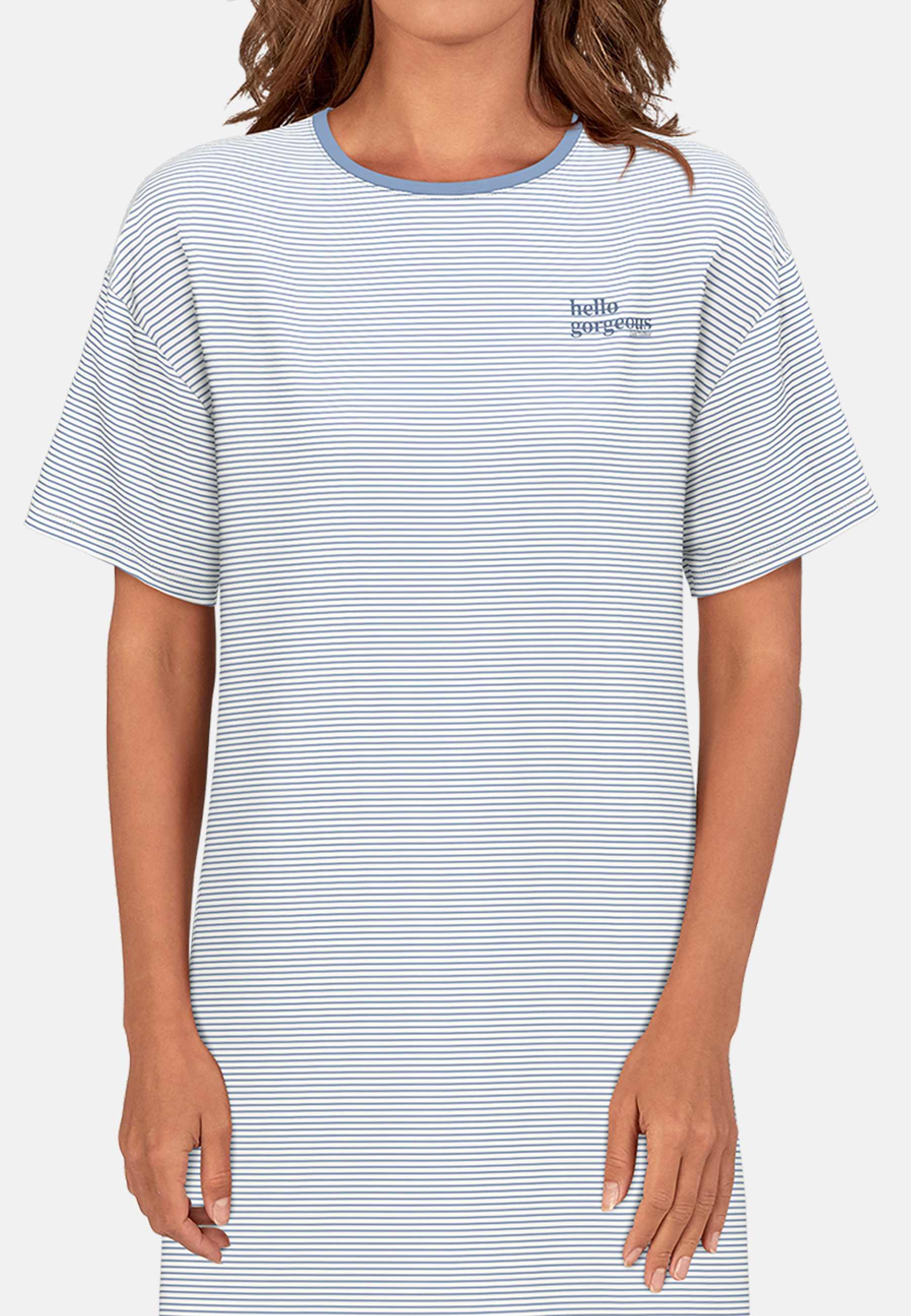 TOM TAILOR Damen Nachthemd blau quergestreift