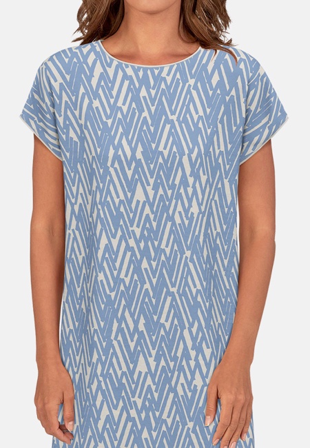 TOM TAILOR Damen Nachthemd blau bedruckt