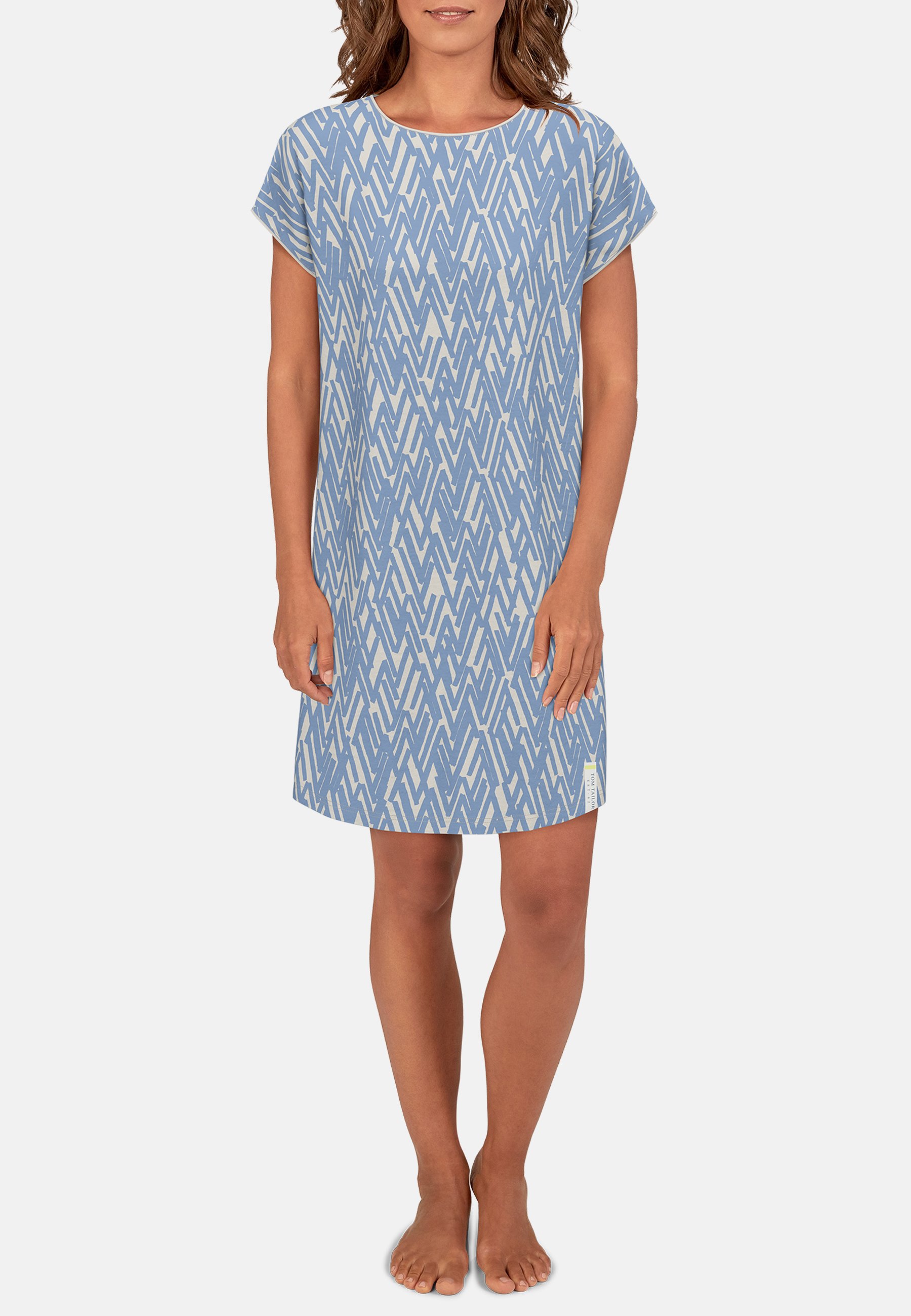 TOM TAILOR Damen Nachthemd blau bedruckt