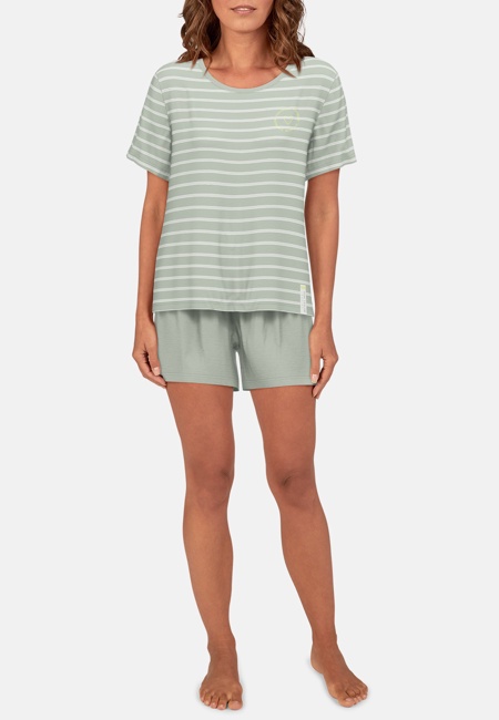 TOM TAILOR Damen Shorty grün quergestreift