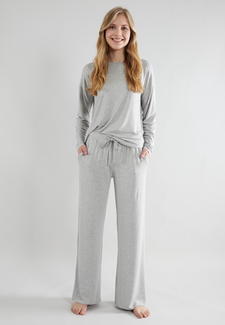 TOM TAILOR Damen Pyjama grau melange