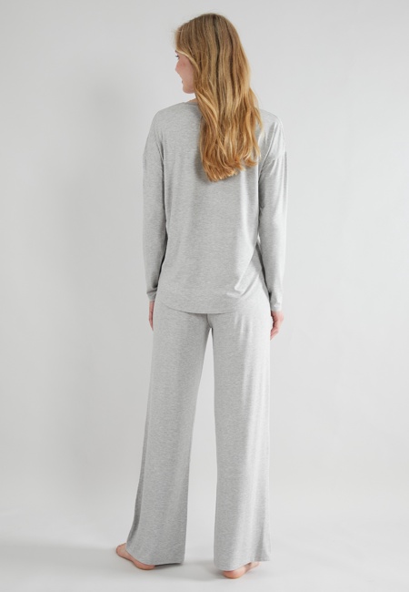 TOM TAILOR Damen Pyjama grau melange