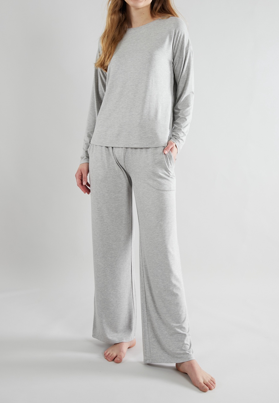 TOM TAILOR Damen Pyjama grau melange