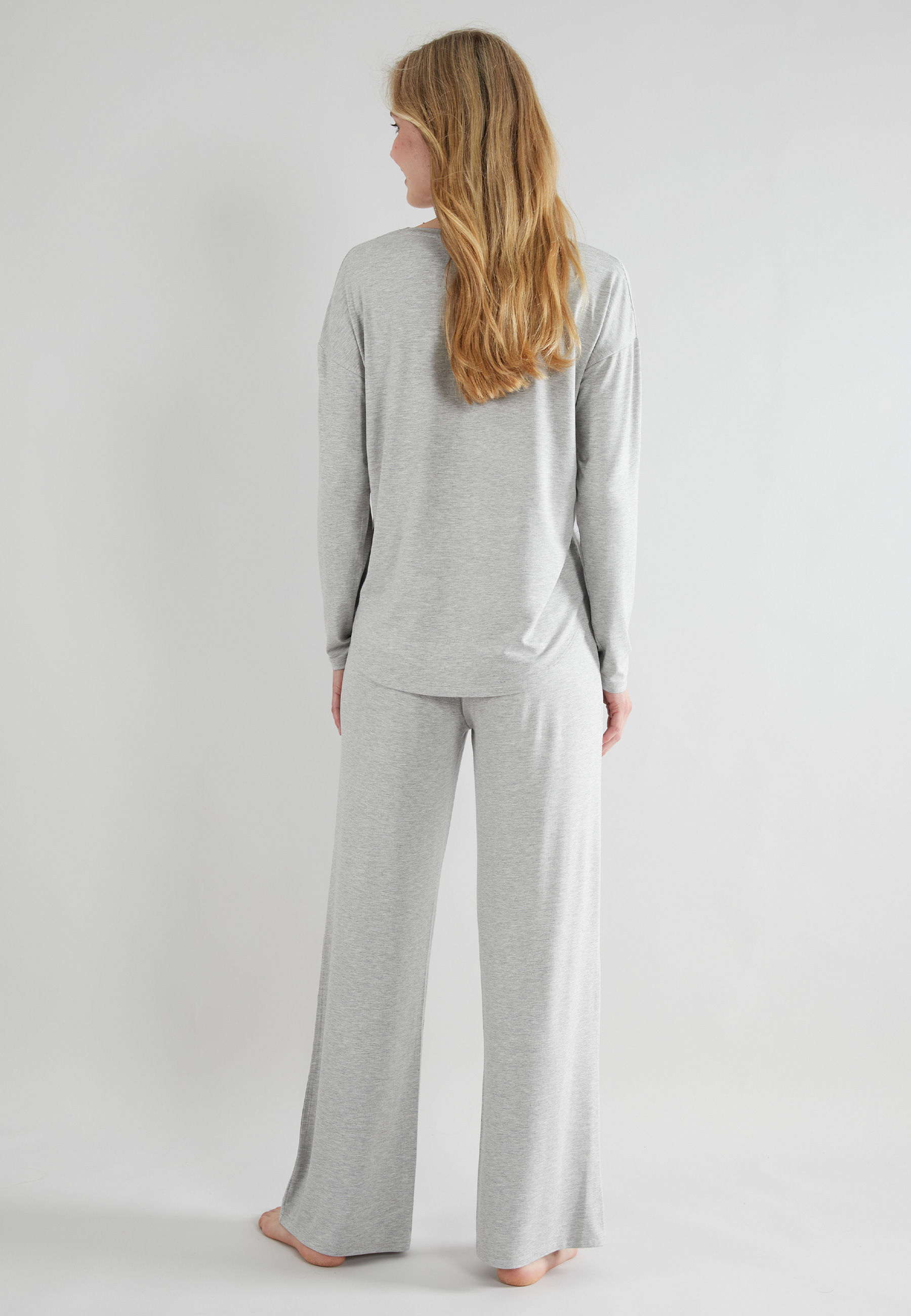 TOM TAILOR Damen Pyjama grau melange