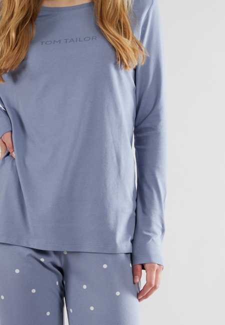 TOM TAILOR Damen Pyjama blau gepunktet