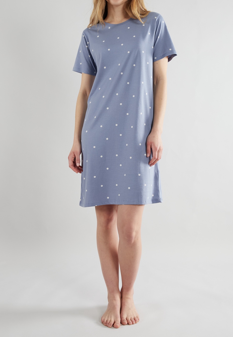TOM TAILOR Damen Nachthemd blau gepunktet