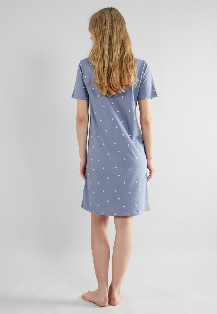 TOM TAILOR Damen Nachthemd blau gepunktet