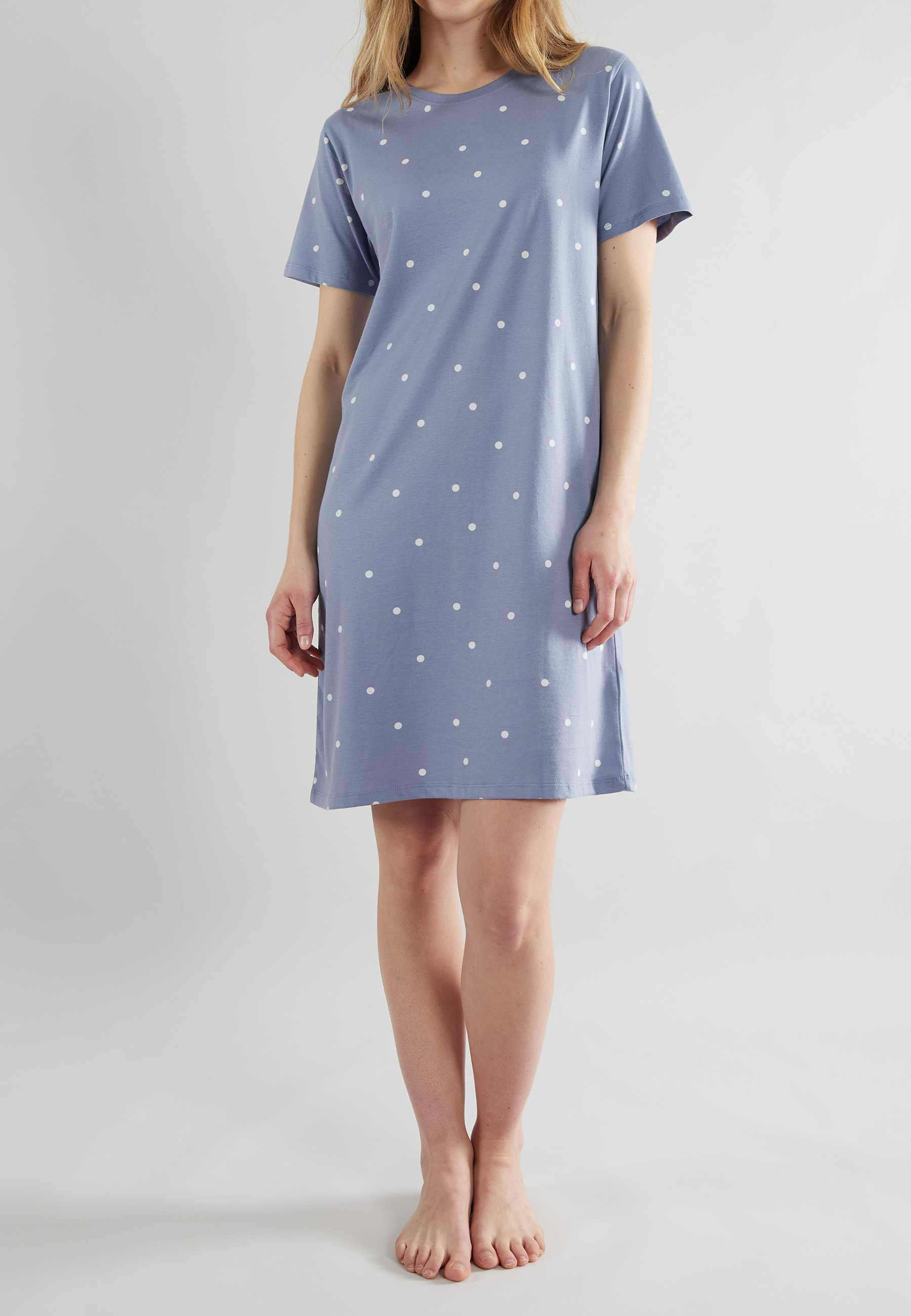 TOM TAILOR Damen Nachthemd blau gepunktet