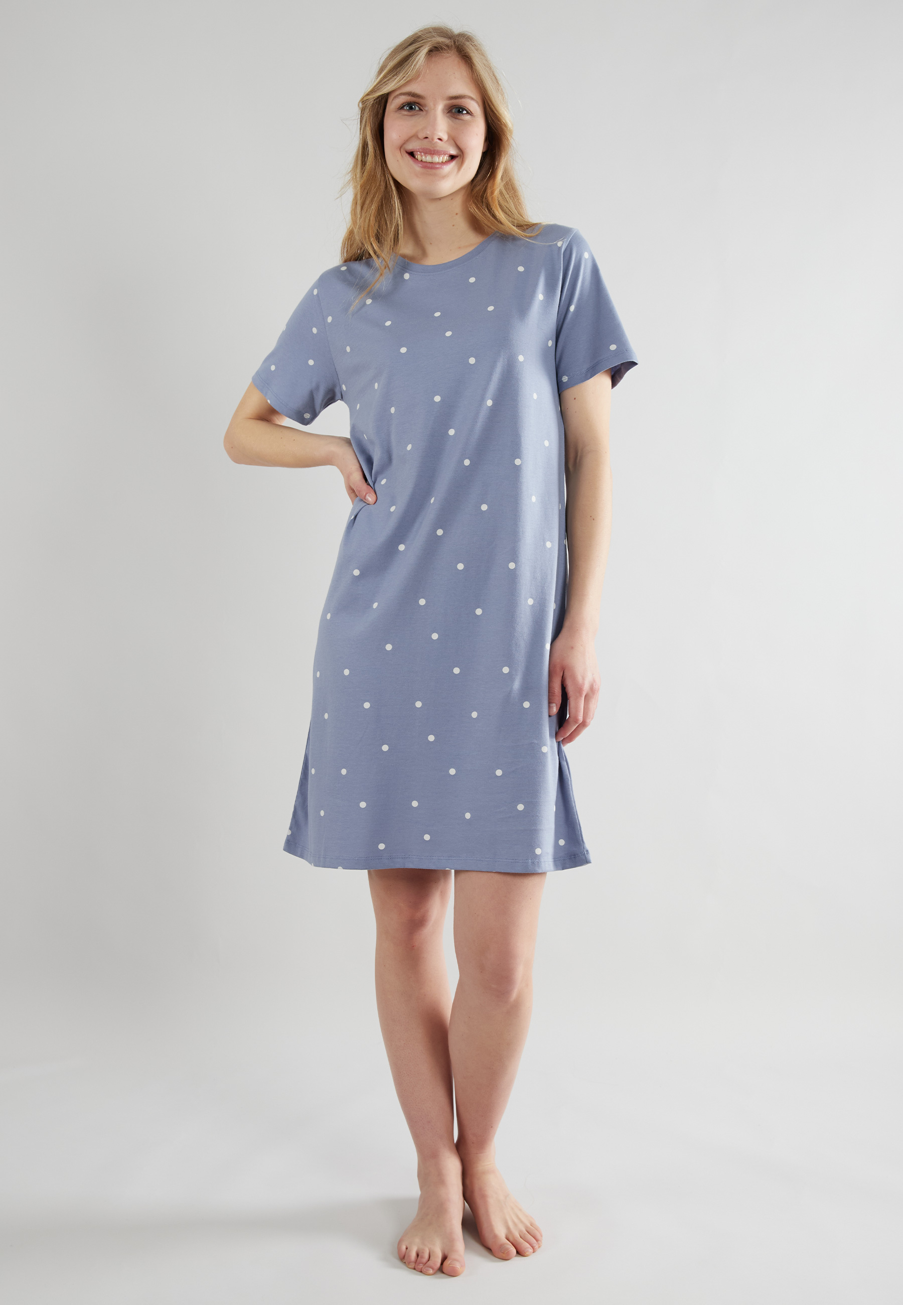 TOM TAILOR Damen Nachthemd blau gepunktet