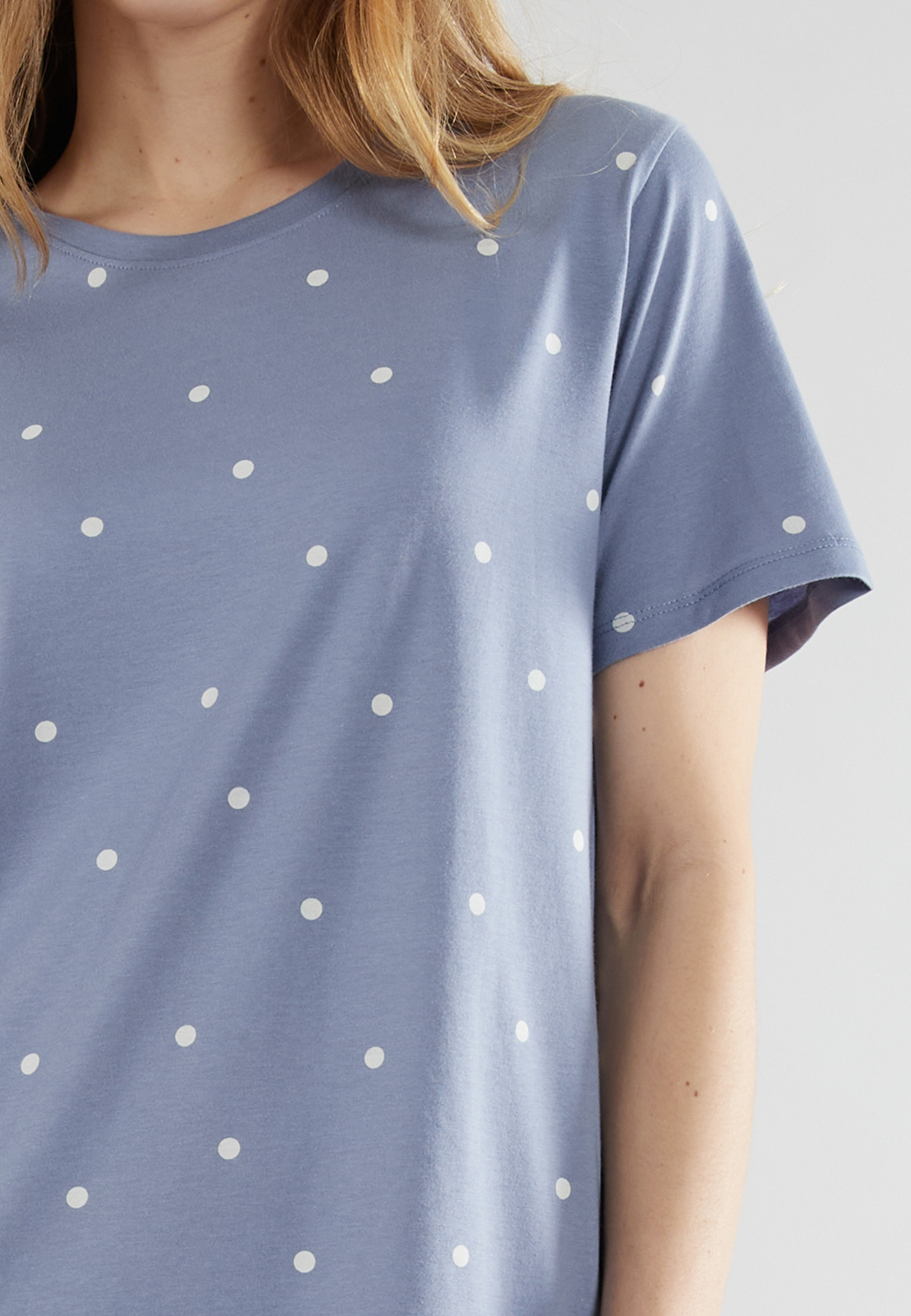 TOM TAILOR Damen Nachthemd blau gepunktet