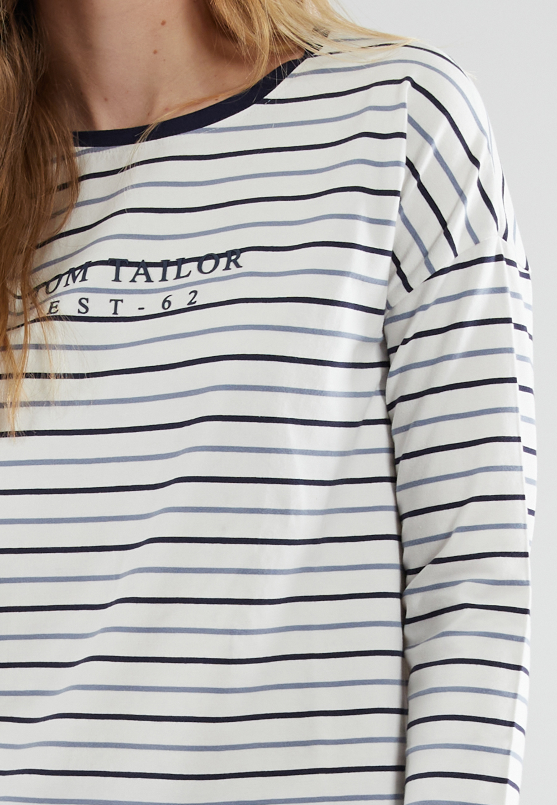 TOM TAILOR Damen Pyjama blau quergestreift