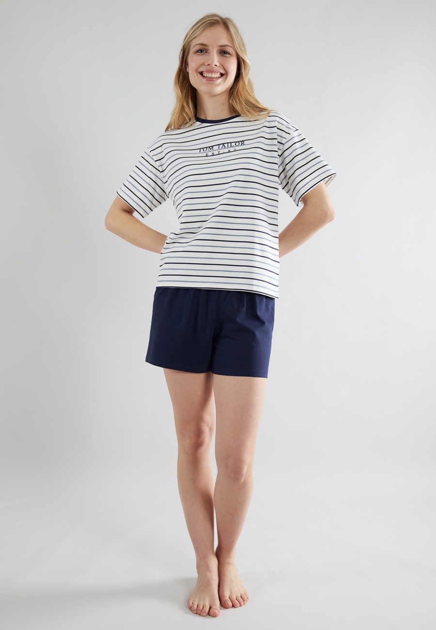 TOM TAILOR Damen Shorty blau quergestreift
