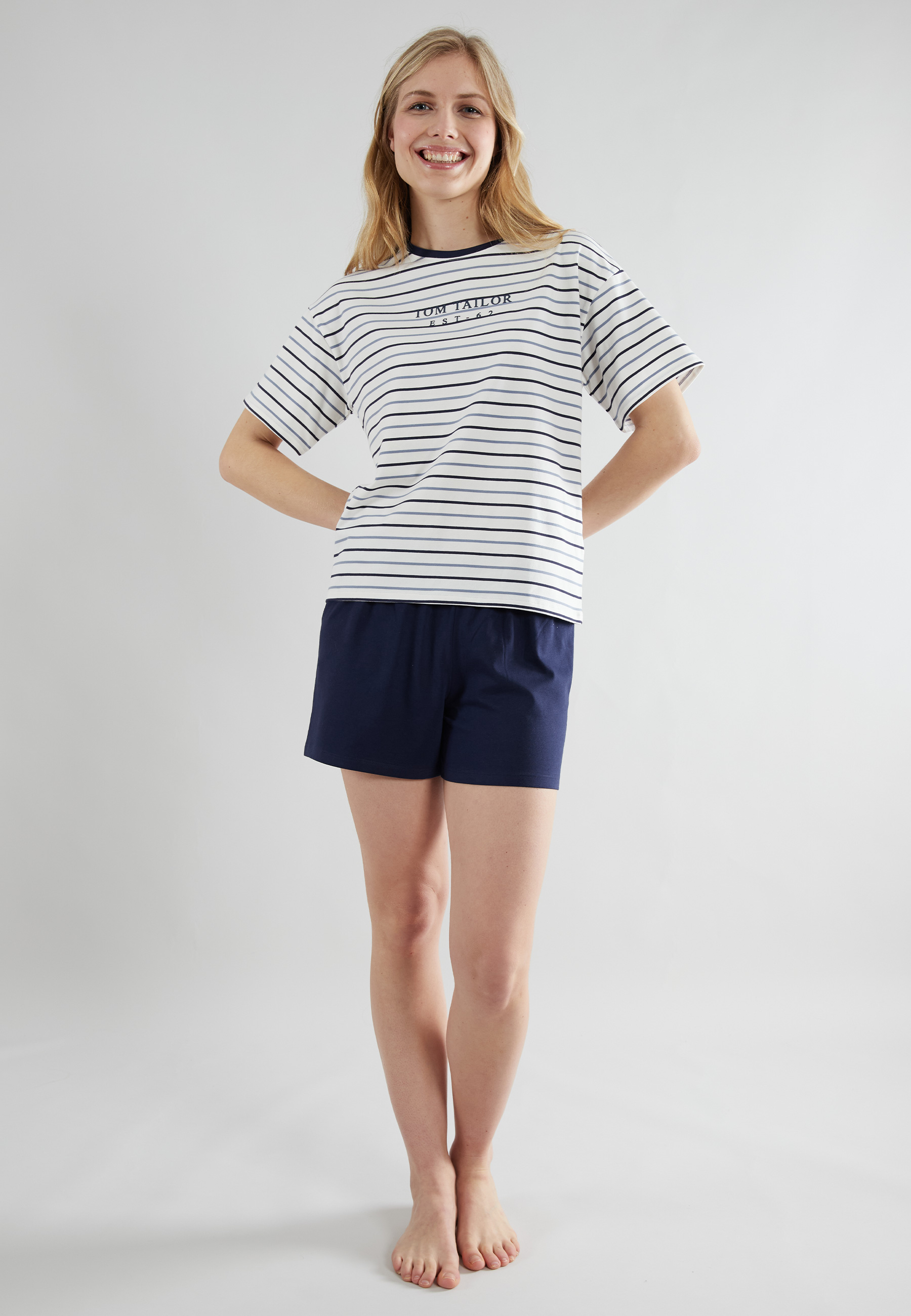 TOM TAILOR Damen Shorty blau quergestreift