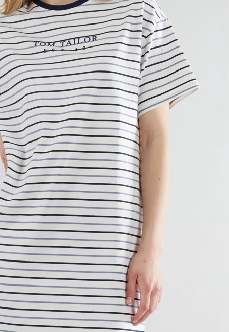 TOM TAILOR Damen Nachthemd weiß quergestreift