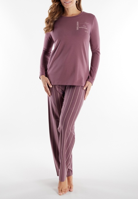 TOM TAILOR Damen Pyjama lila bedruckt