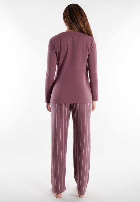 TOM TAILOR Damen Pyjama lila bedruckt