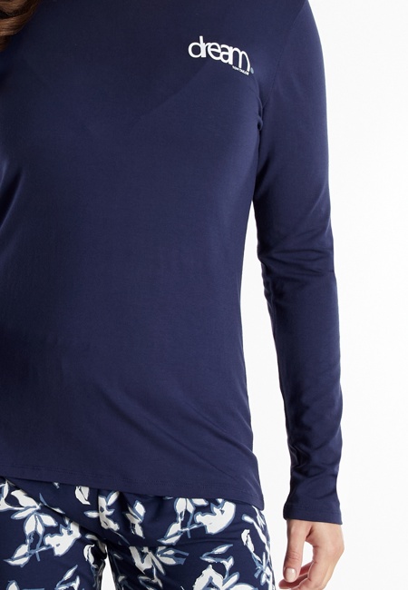 TOM TAILOR Damen Pyjama blau bedruckt