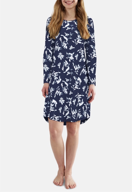 TOM TAILOR Damen Nachthemd blau bedruckt