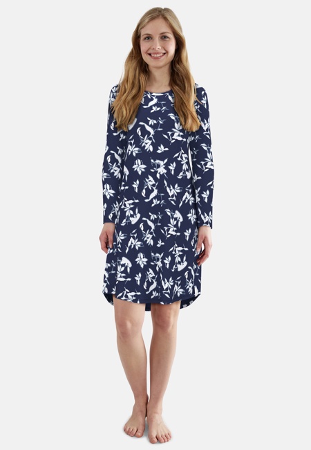 TOM TAILOR Damen Nachthemd blau bedruckt