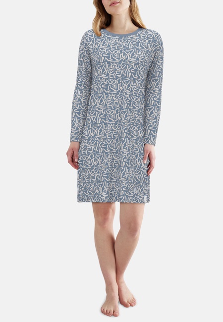 TOM TAILOR Damen Nachthemd blau bedruckt