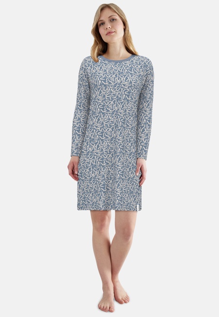 TOM TAILOR Damen Nachthemd blau bedruckt