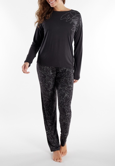 TOM TAILOR Damen Pyjama grau bedruckt
