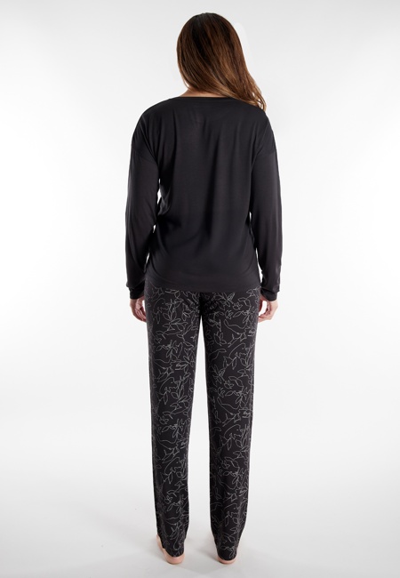 TOM TAILOR Damen Pyjama grau bedruckt