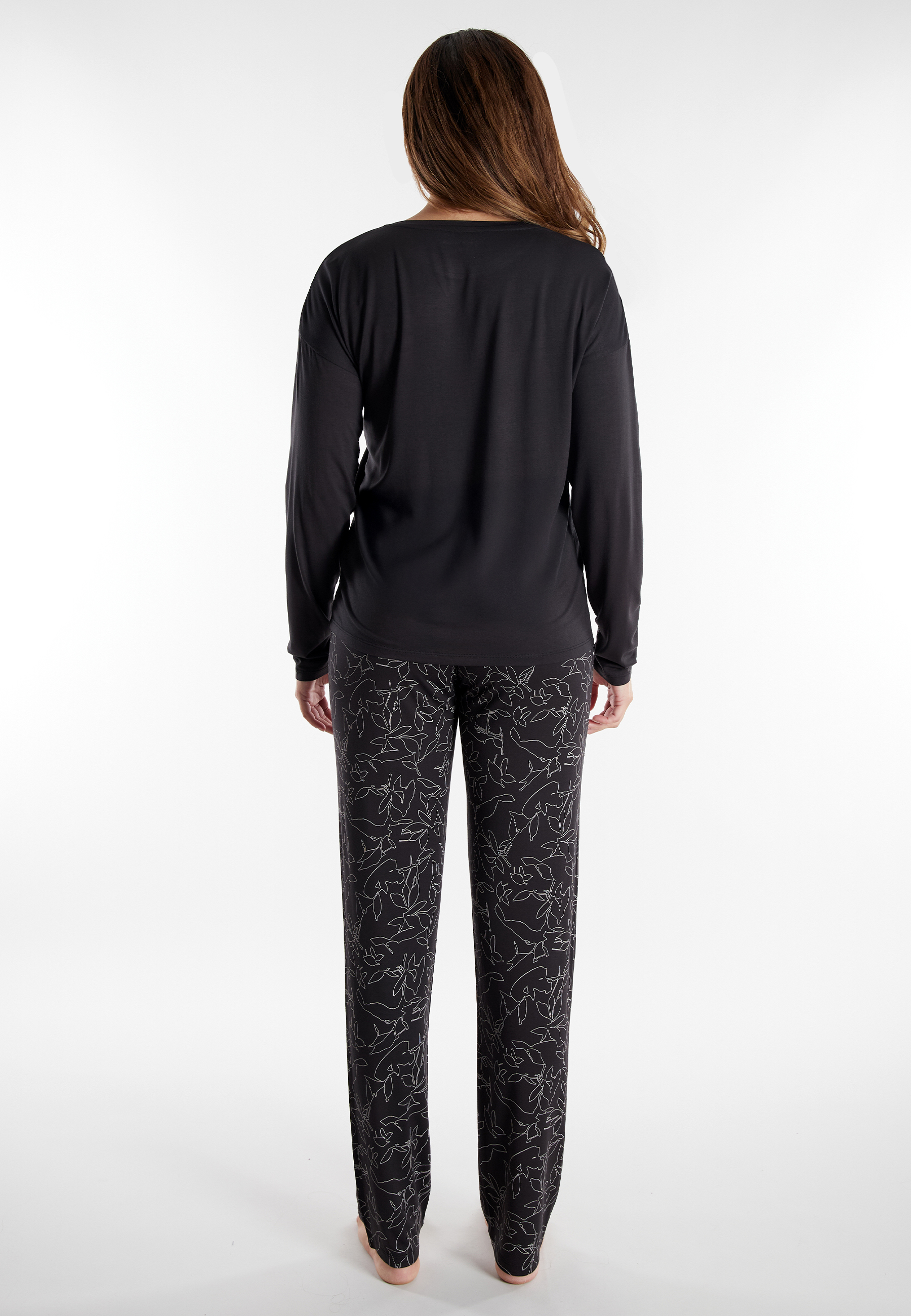 TOM TAILOR Damen Pyjama grau bedruckt