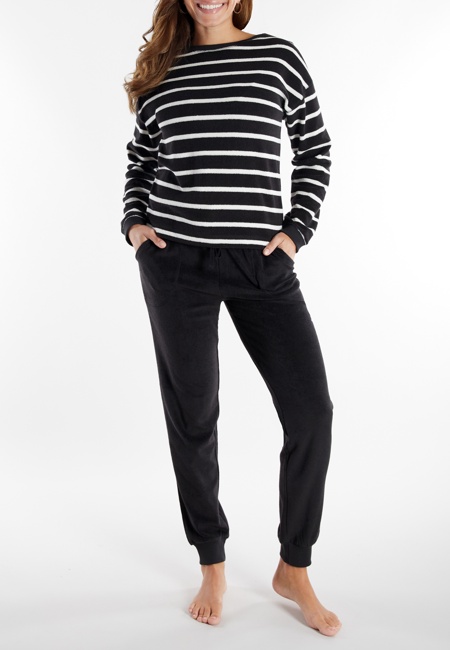 TOM TAILOR Damen Trainingsanzug grau quergestreift