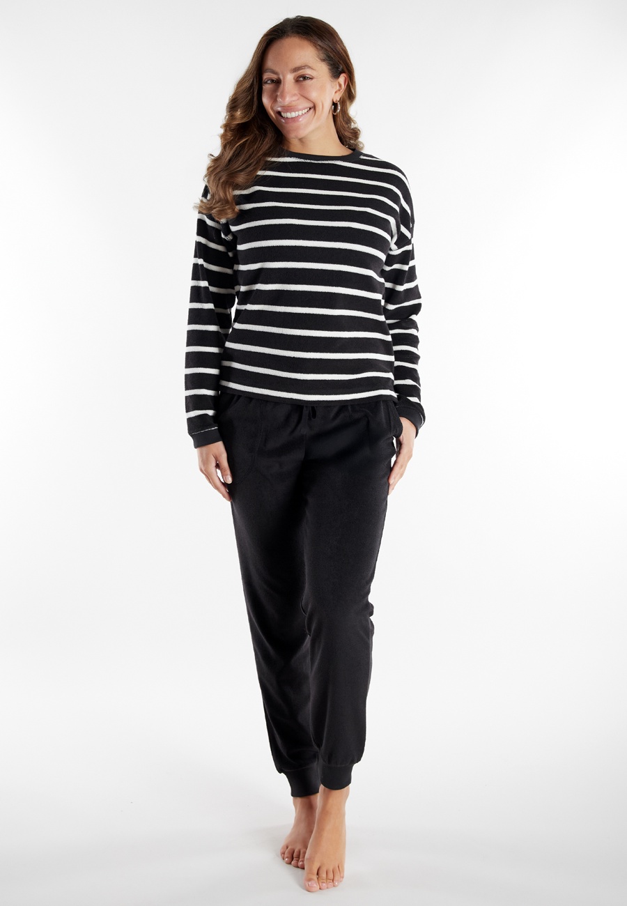 TOM TAILOR Damen Trainingsanzug grau quergestreift