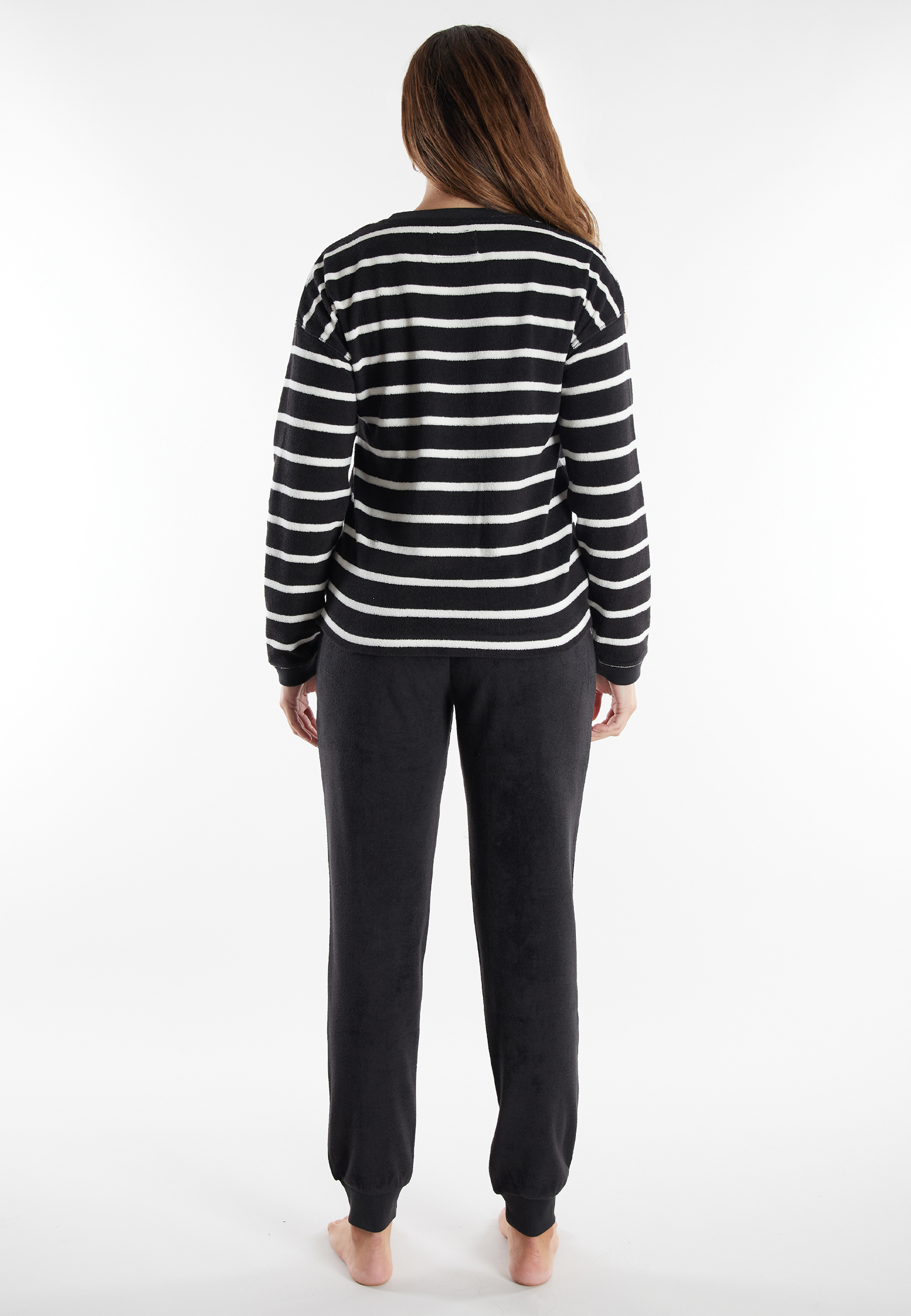 TOM TAILOR Damen Trainingsanzug grau quergestreift