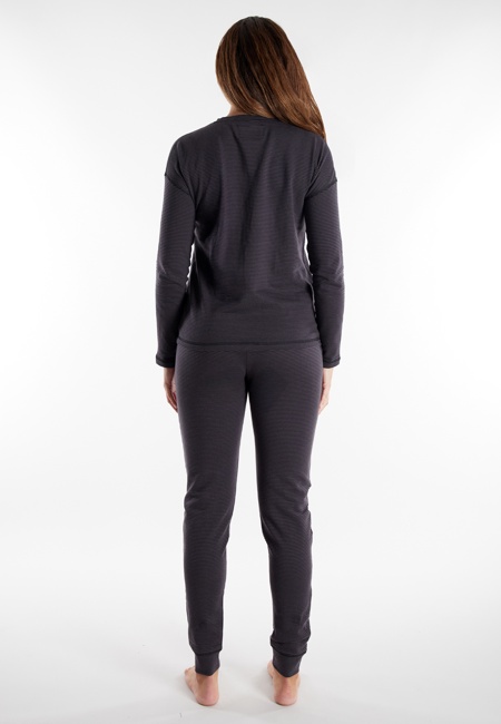 TOM TAILOR Damen Pyjama grau quergestreift