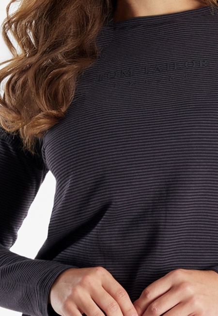 TOM TAILOR Damen Pyjama grau quergestreift