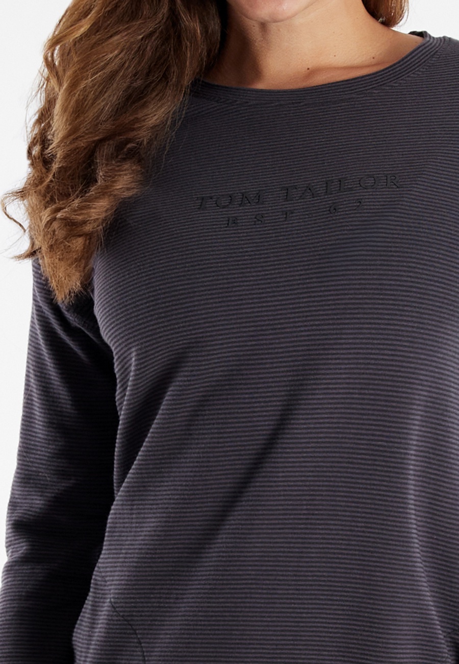 TOM TAILOR Damen Nachthemd grau quergestreift